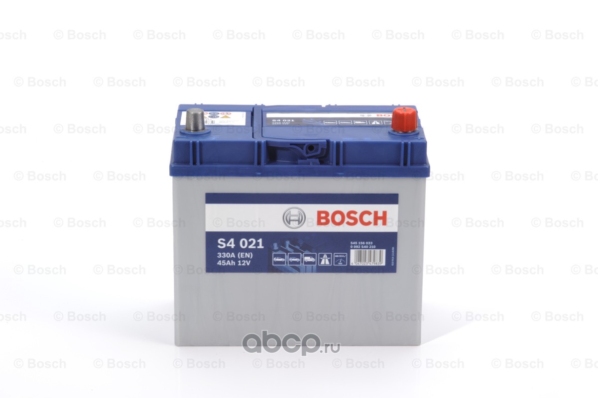 Bosch 0092S40210 Аккумулятор Silver JIS 45 А/ч обратная R+ 238x129x227 EN330 А