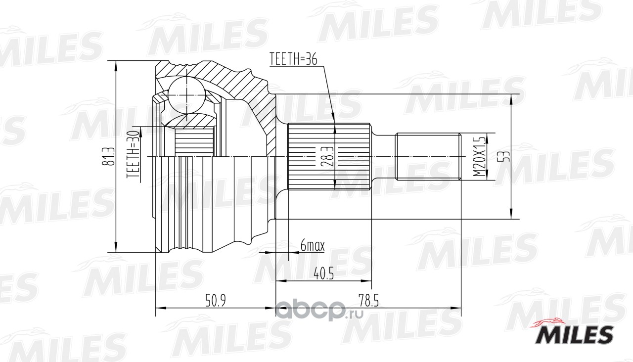 Miles GA20022 Шарнирный комплект, приводной вал