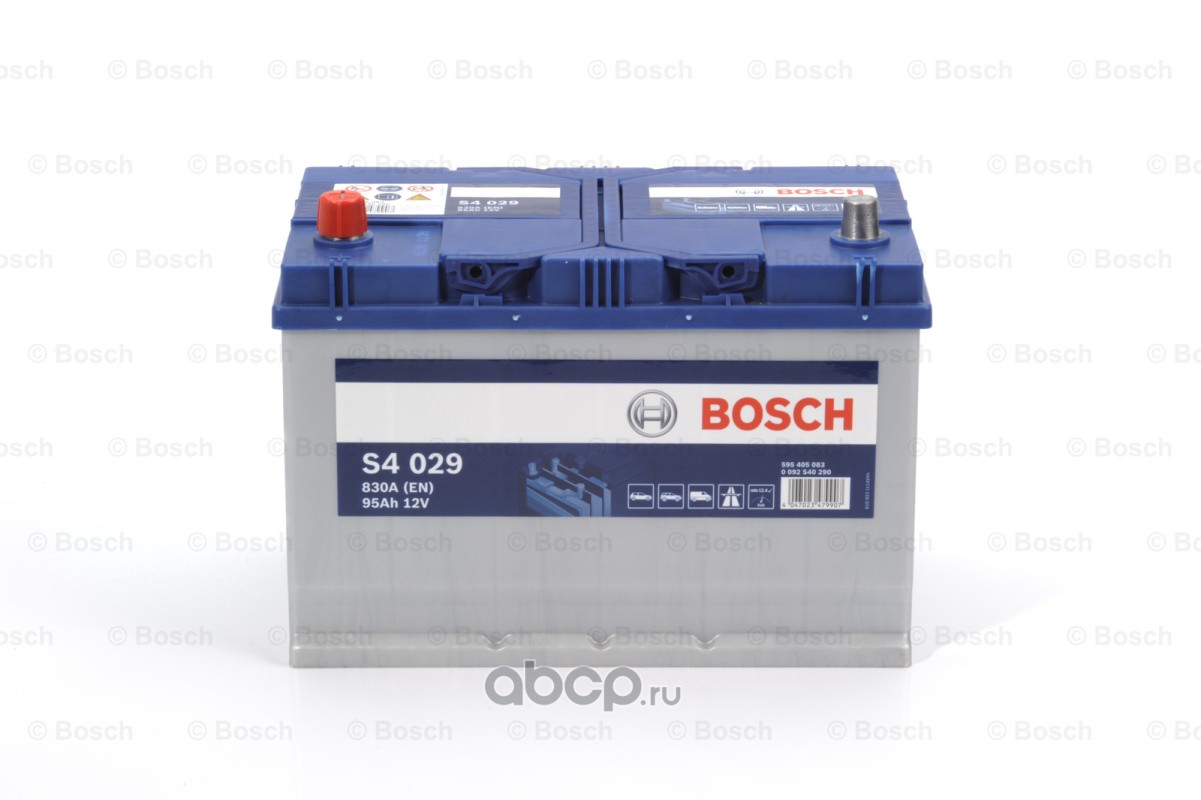 Bosch 0092S40290 Аккумулятор Silver JIS 95 А/ч прямая L+ 306x173x225 EN830 А