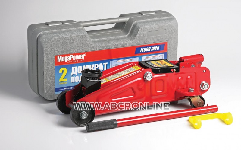 MEGAPOWER Automotive M820013S Домкрат гидравлический M-820013S подкатной 2т (выс.подъема 135-320мм) в кейсе MEGAPOWER /1 HIT