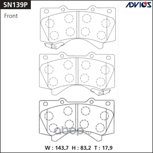 ADVICS SN139P Дисковые тормозные колодки