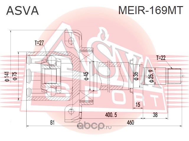 Внутренний 27. Шрус meir164 ASVA арт. Meir164. Шрус ASVA meil-169mt.