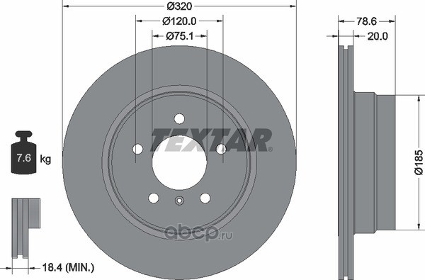 Textar 92161103 Тормозной диск с покрытием PRO