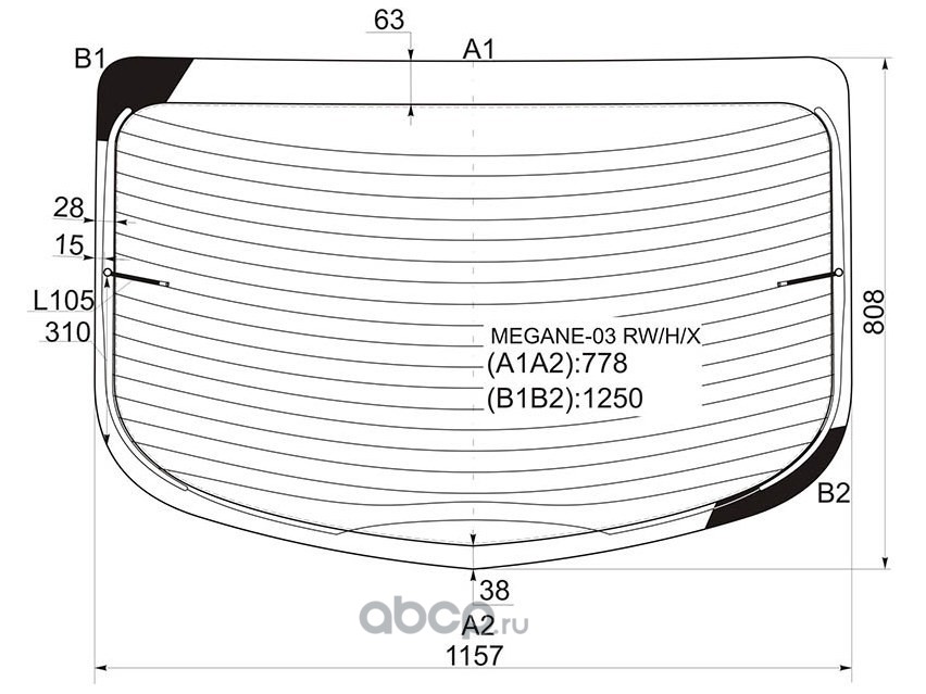 Размер заднего стекла рено логан