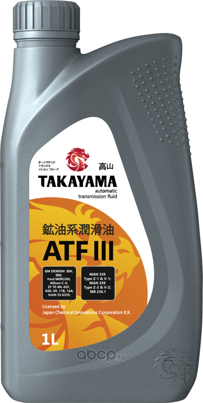 TAKAYAMA 605526 Масло трансмиссионное минеральное ATF III  пластик 1л