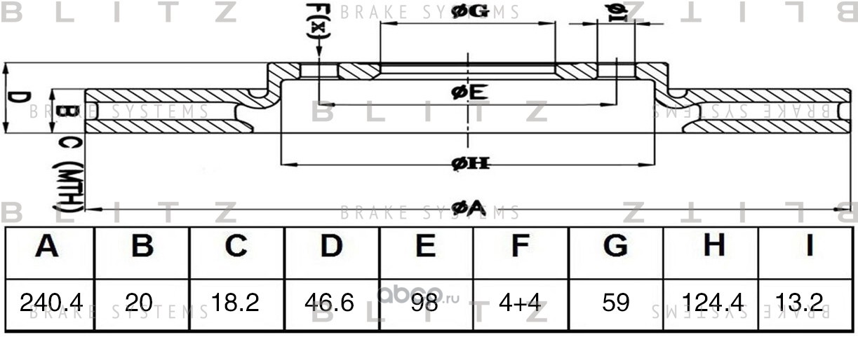 Blitz BS0465 Диск тормозной передний вентилируемый