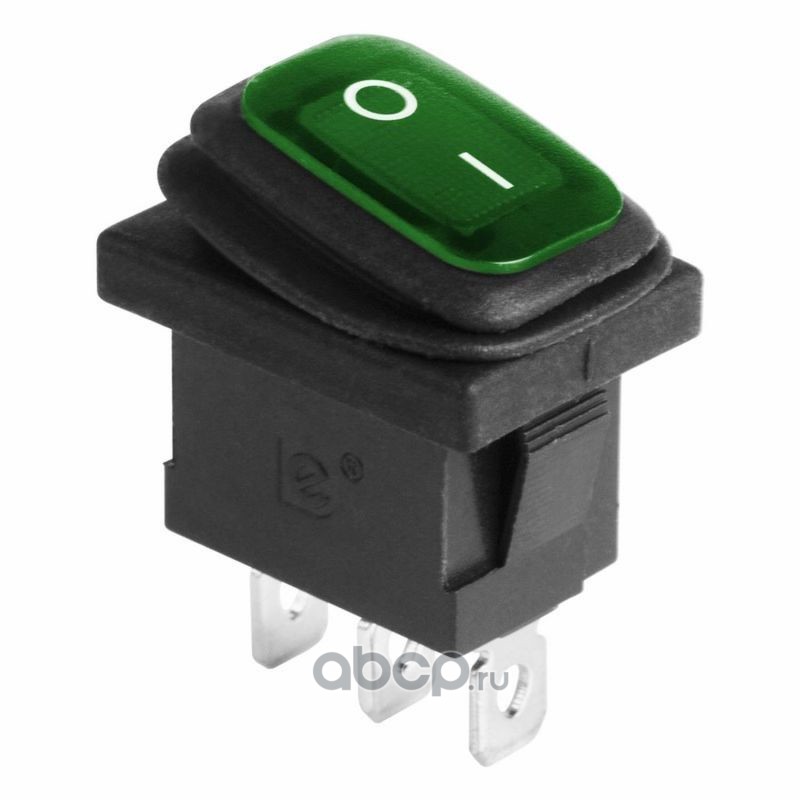 REXANT 362178 Выключатель клавишный 250V 6А (3с) ON-OFF зеленый  с подсветкой  Mini ВЛАГОЗАЩИТА REXANT