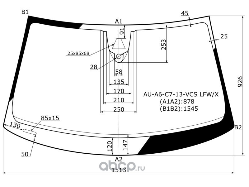 Размер лобового стекла классика