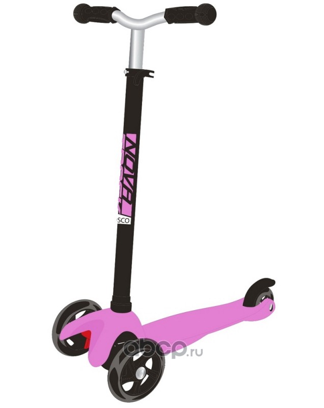 NOVATRACK 120HDISCOKIDSBPN20 Самокат 3-х колесный 120/76 мм Кикборд детский Disco-kids пластиковый не складной 25 кг розовый