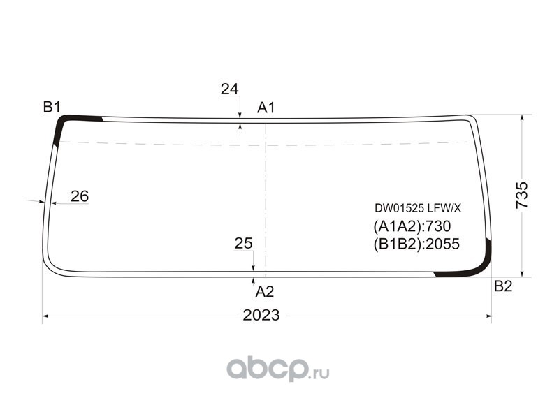 Размер лобового стекла классика