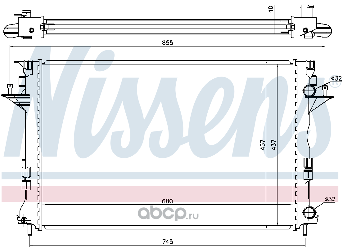Радиатор охлаждения двигателя nissens