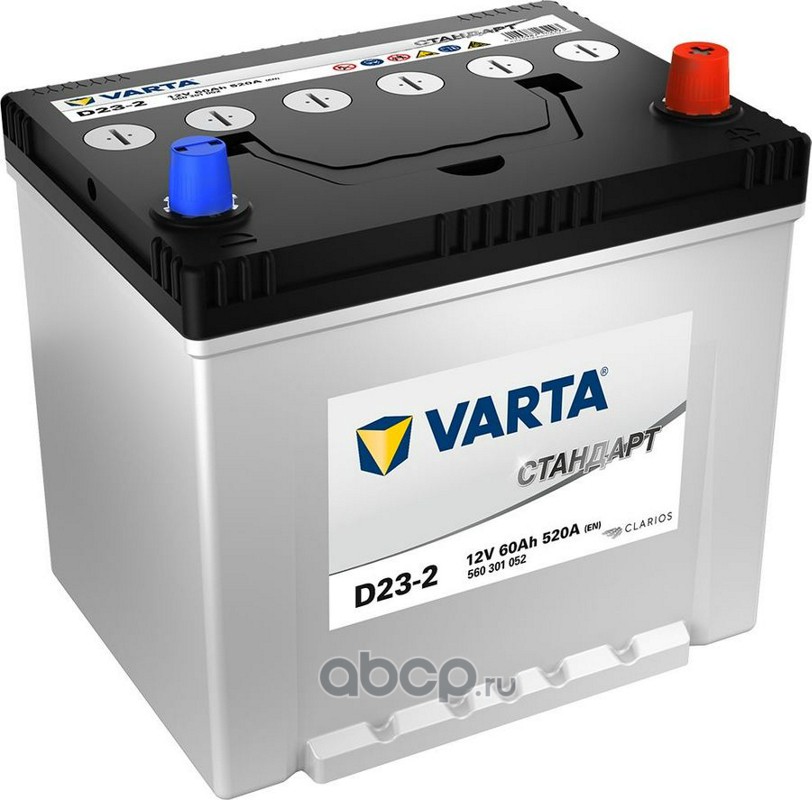 Varta 560301052 Аккумулятор 60 А/ч 520 А 12V Обратная полярн. выносные (Азия) клеммы