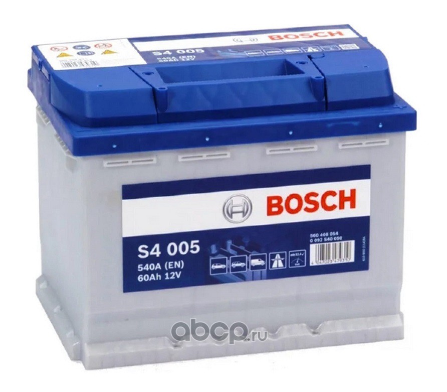 Bosch 0092S40050 Аккумулятор Silver 60 А/ч обратная R+ 242x175x190 EN540 А