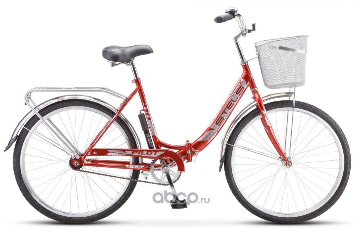 Велосипед 26 складной Pilot 810 (2020-2021) рама сталь 19 красный с КОРЗИНОЙ LU082112