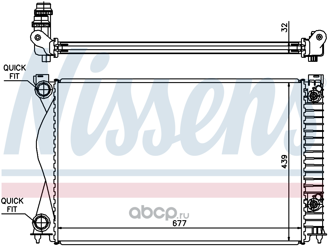 Nissens 60237A Радиатор основной AUDI A6/S6(C6) 04-11 mot.2,0TFSI/2,0TDI