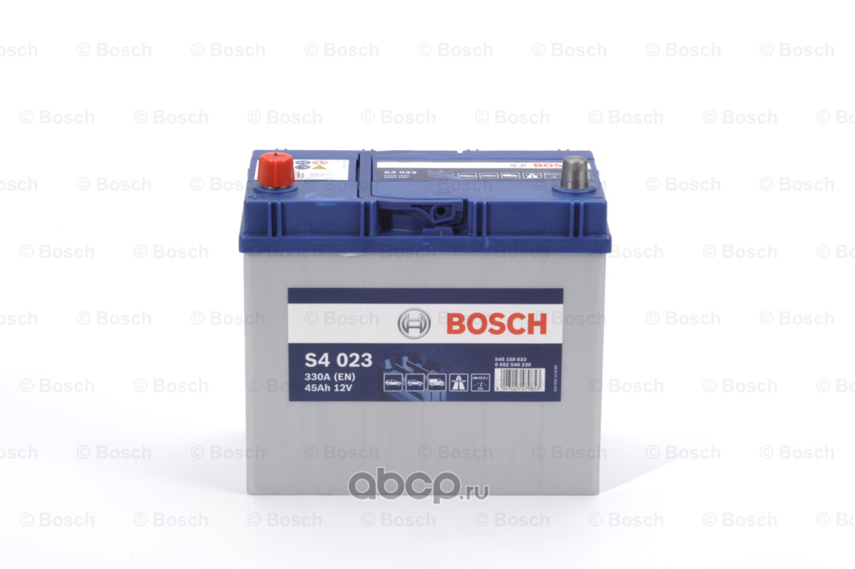 Bosch 0092S40230 Аккумулятор Silver JIS 45 А/ч прямая L+ 238x129x227 EN330 А