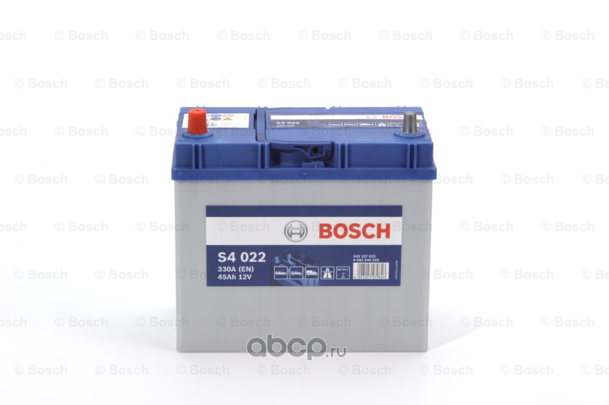 Bosch 0092S40220 Аккумулятор Silver JIS 45 А/ч прямая L+ 238x129x227 EN330 А