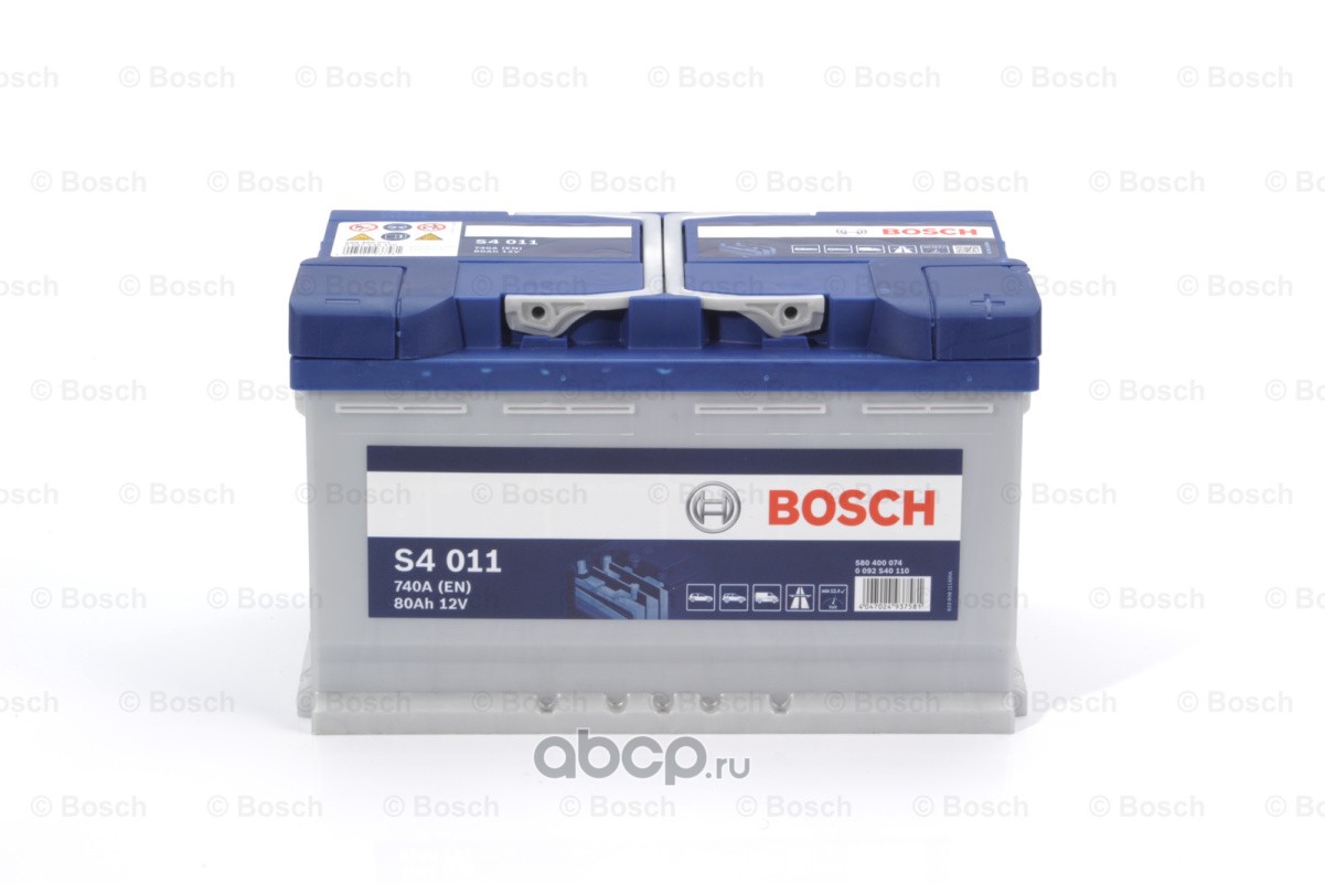 Bosch 0092S40110 Батарея аккумуляторная 80А/ч 740А 12В обратная поляр. стандартные клеммы