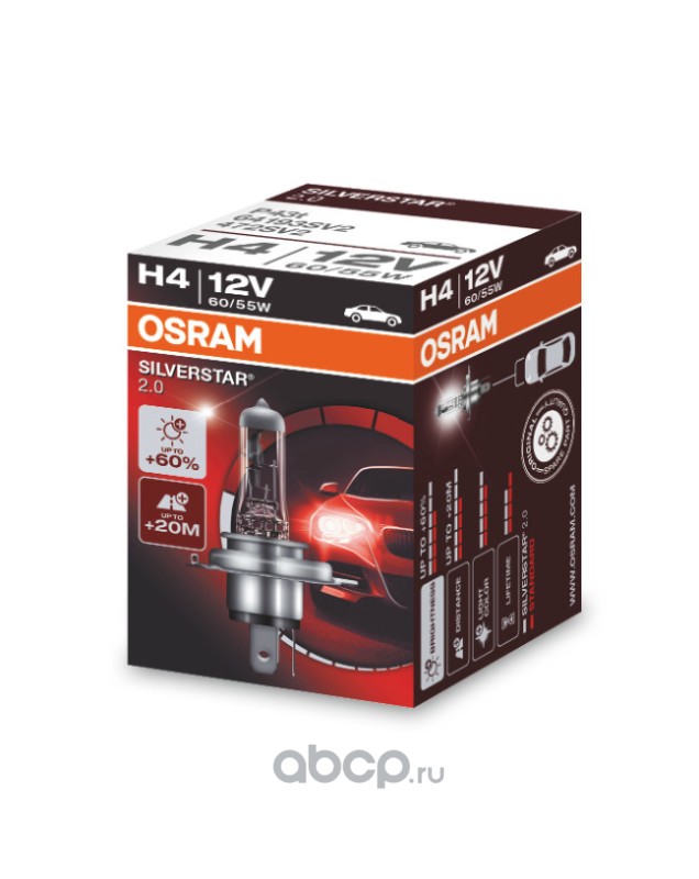 Osram 64193SV201B Лампа галогенная OSRAM H4 P43t 12V60/55W 3200K 1шт.