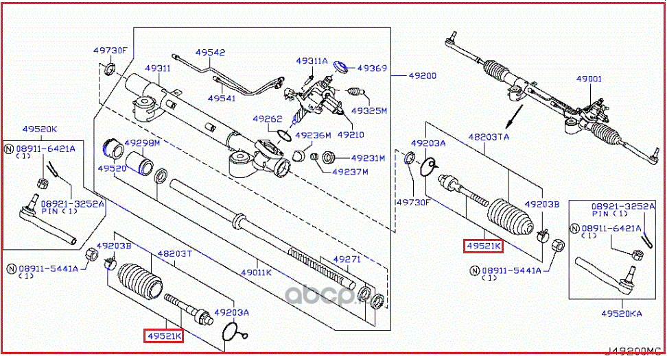 Рулевая рейка ниссан схема