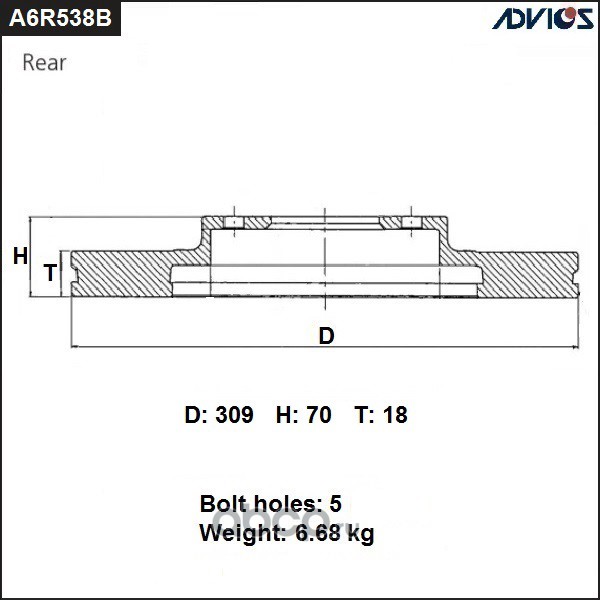ADVICS A6R538B Диск тормозной зад. ADVICS