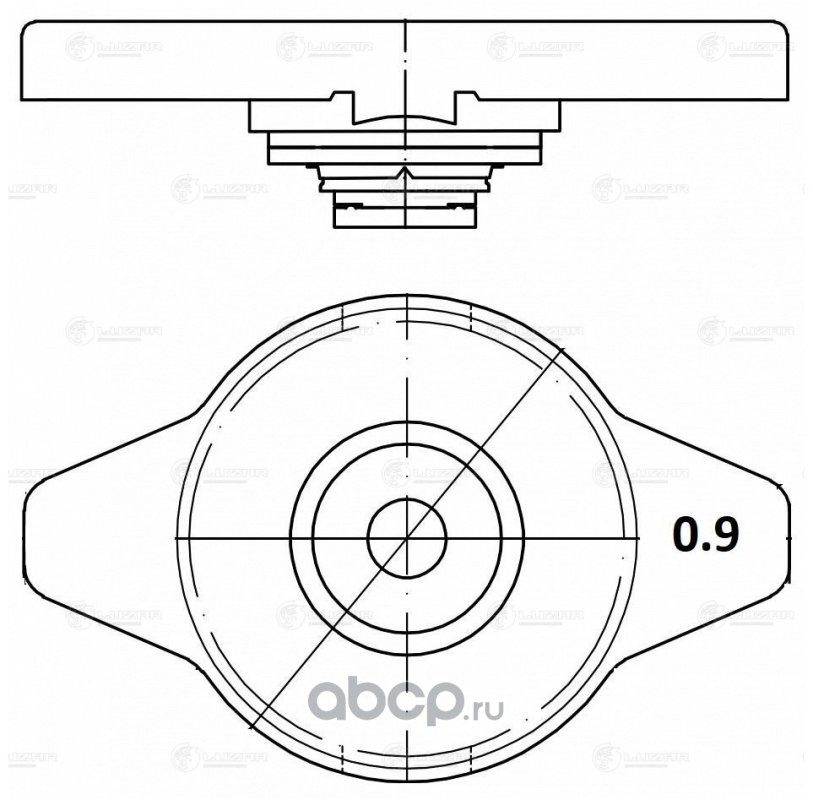 LUZAR LL1903 Крышка (пробка) радиатора для а/м Toyota/Mitsubishi/Suzuki/Mazda 0.9 bar (мал. клапан) (LL 1903)