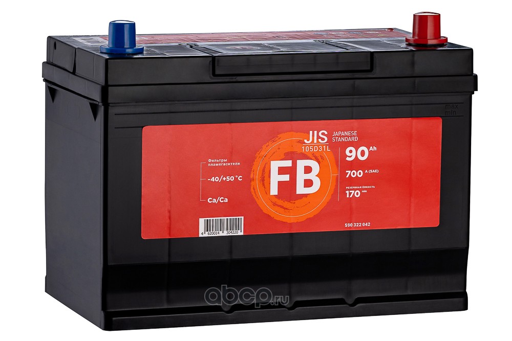 FB 105D31L Аккумулятор (JIS) 90 А/ч обратная R+ 306x173x220 EN700 А