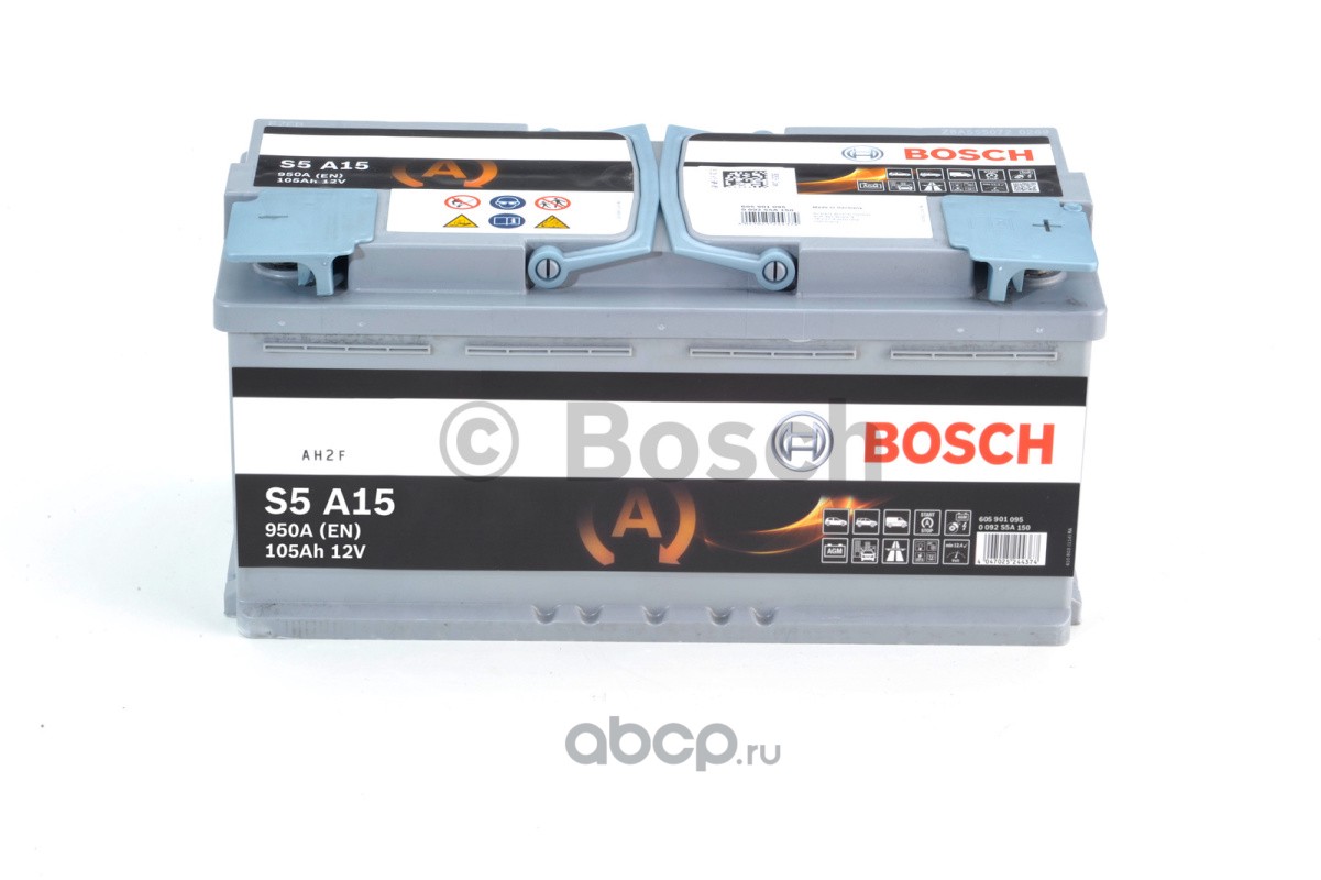 Bosch 0092S5A150 Батарея аккумуляторная 105А/ч 950А 12В Обратная поляр. стандартные клеммы