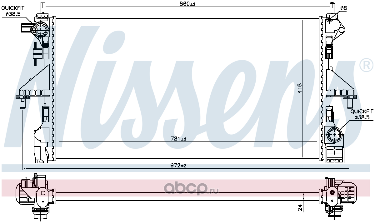Радиатор охлаждения двигателя nissens