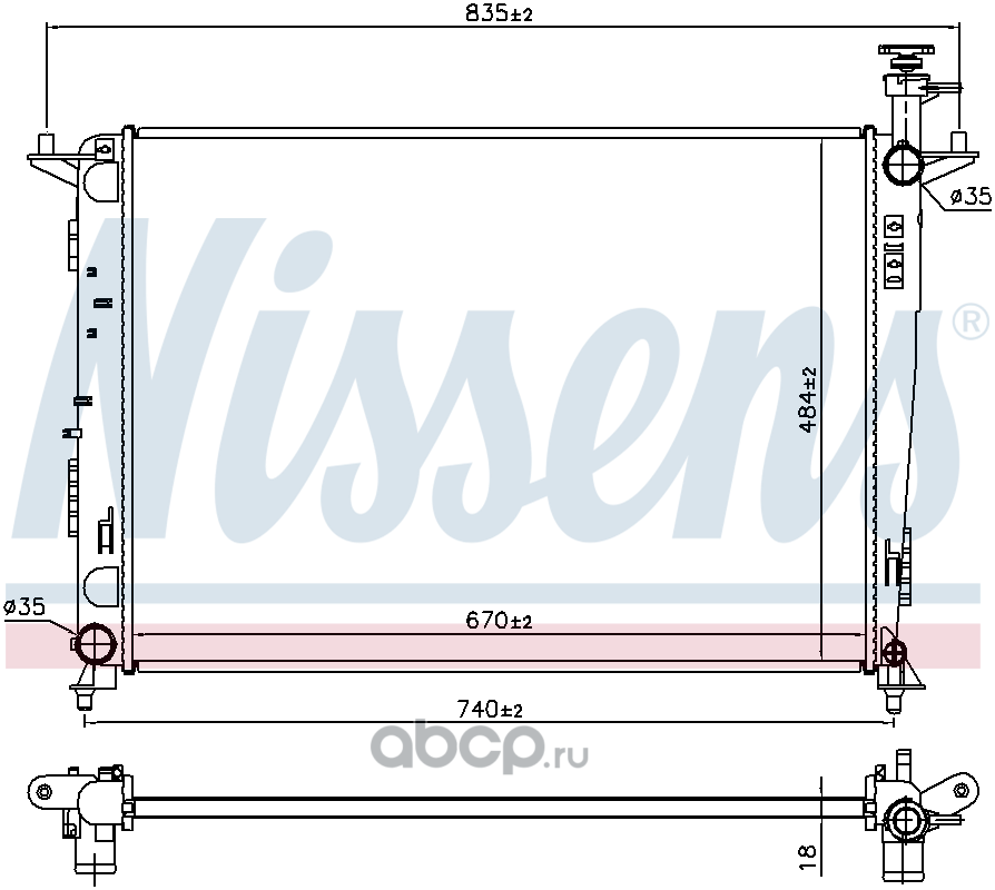 Радиатор охлаждения двигателя nissens