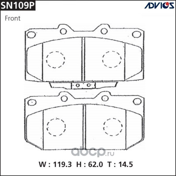 ADVICS SN109P Дисковые тормозные колодки