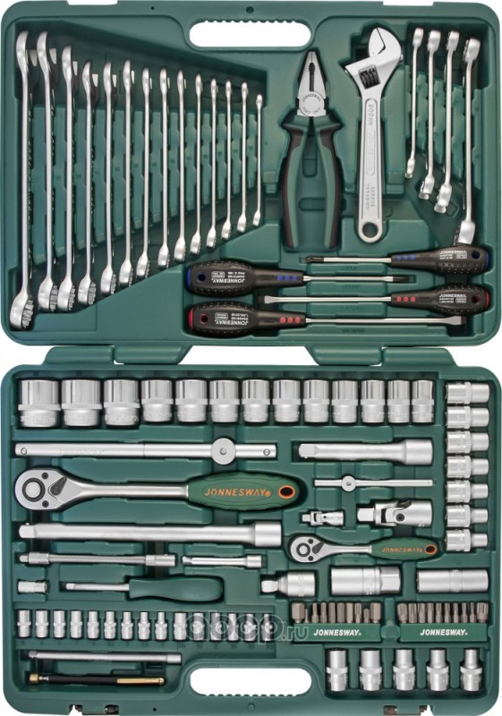 Jonnesway S04H624101SA Набор инструмента универсальный 1/4&quot;&quot;, 1/2&quot;&quot;DR, 101 предмет
