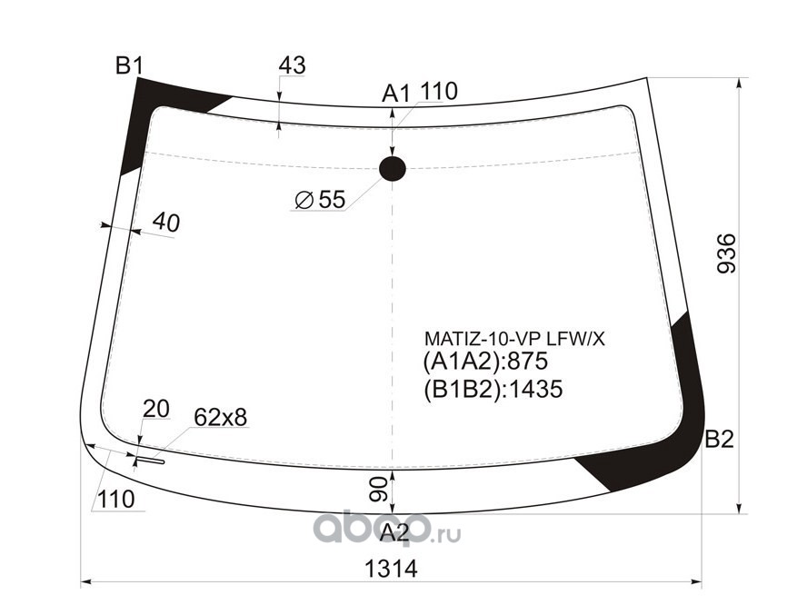 Размер лобового стекла 2115