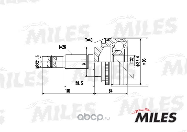 Miles GA20461 Шарнирный комплект, приводной вал