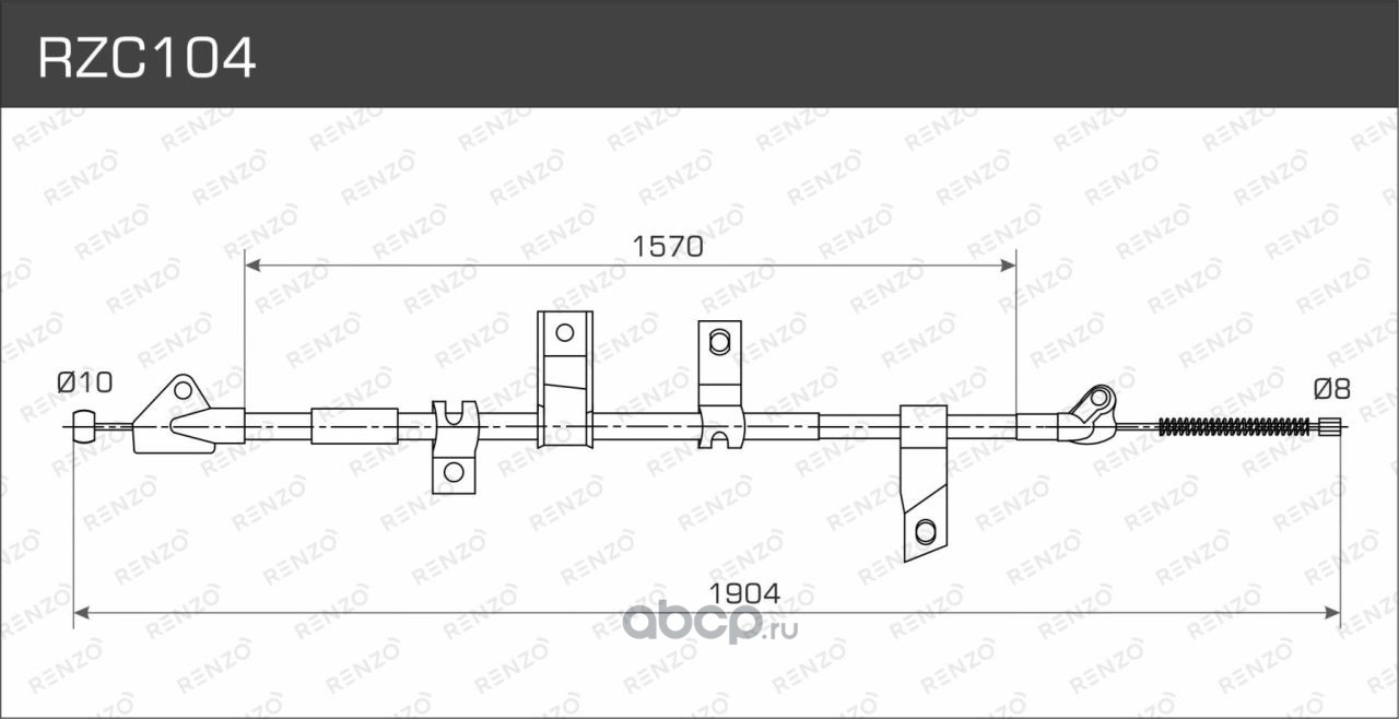 RZC104 RENZO Трос стояночного тормоза Toyota RAV4 III 06-13 купить запчасти  в Банзай Авто