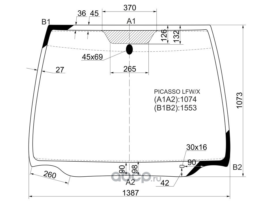 Размер лобового стекла классика
