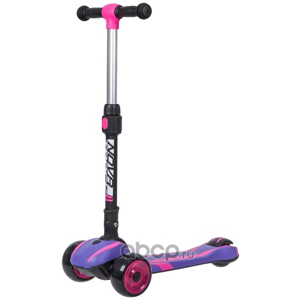 NOVATRACK 120CGPRAINBOWVT20 Самокат 3-х колесный 120/80 мм Кикборд детский RainBow пластиковый складной 60 кг фиолетовый