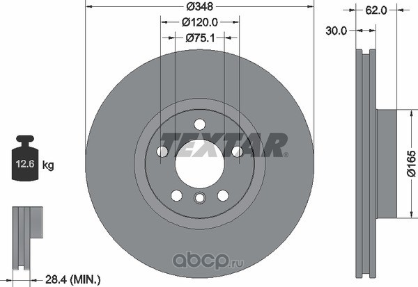 Textar 92160905 Тормозной диск высокоуглеродистый с покрытием PRO+