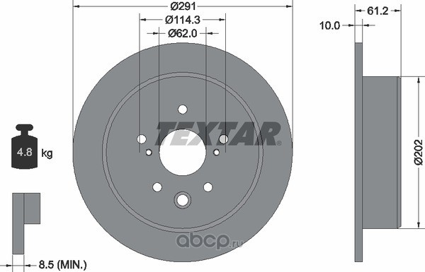 Textar 92179803 Тормозной диск с покрытием PRO