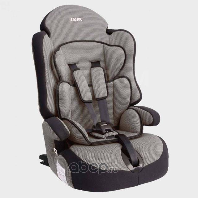 Siger КРЕС0148 Детское автомобильное кресло SIGER &quot;&quot;Прайм ISOFIX&quot;&quot; серый, 1-12 лет, 9-36 кг, группа 1/2/3