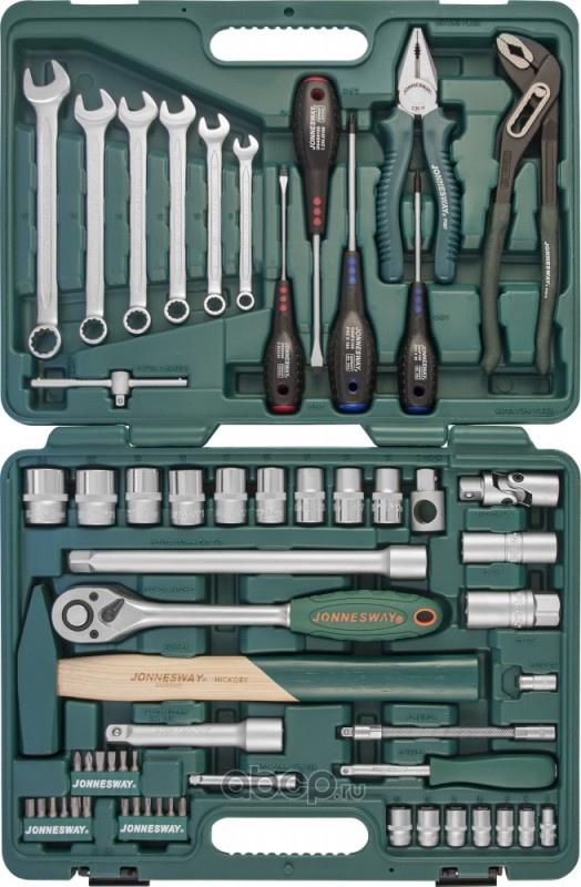 Jonnesway S04H52460S Набор инструмента универсальный 1/4&quot;&quot;, 1/2&quot;&quot;DR, 60 предметов