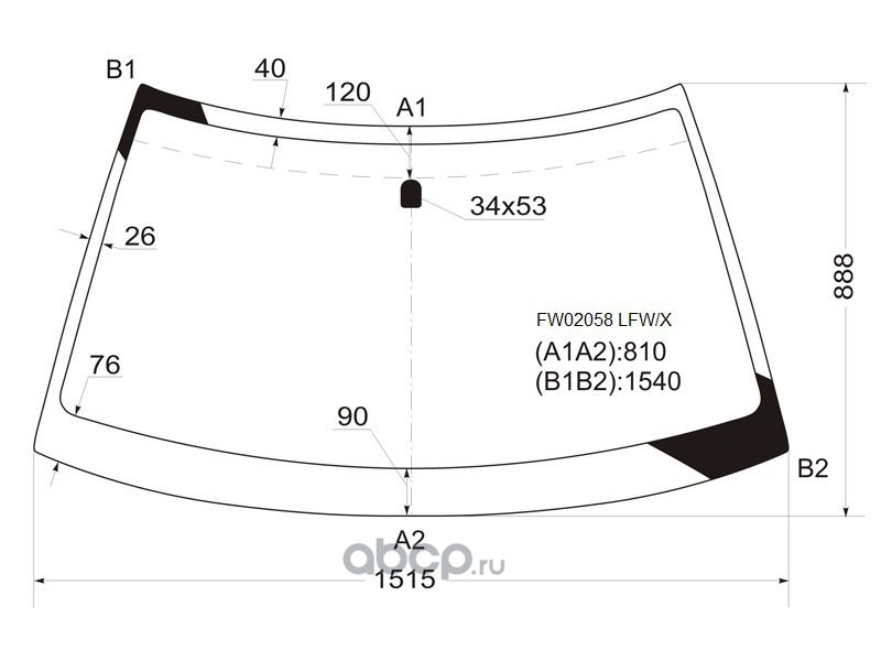 Размер лобового стекла классика
