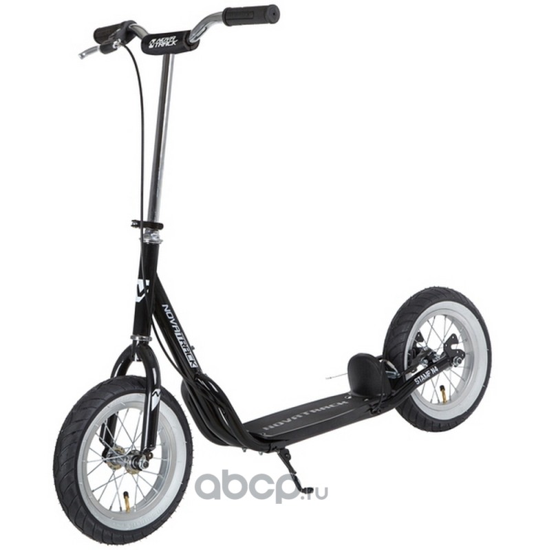 NOVATRACK 12STAMPN4BK20 Самокат внедорожный Novatrack STAMP N4, ручной тормоз V-brake, мягкая накладка на руле, дропаут, чер Novatrack 12STAMPN4.BK20