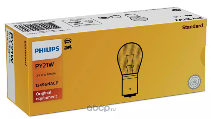 Philips 12496NACP Лампа 12V PY21W 21W 1 шт. картон