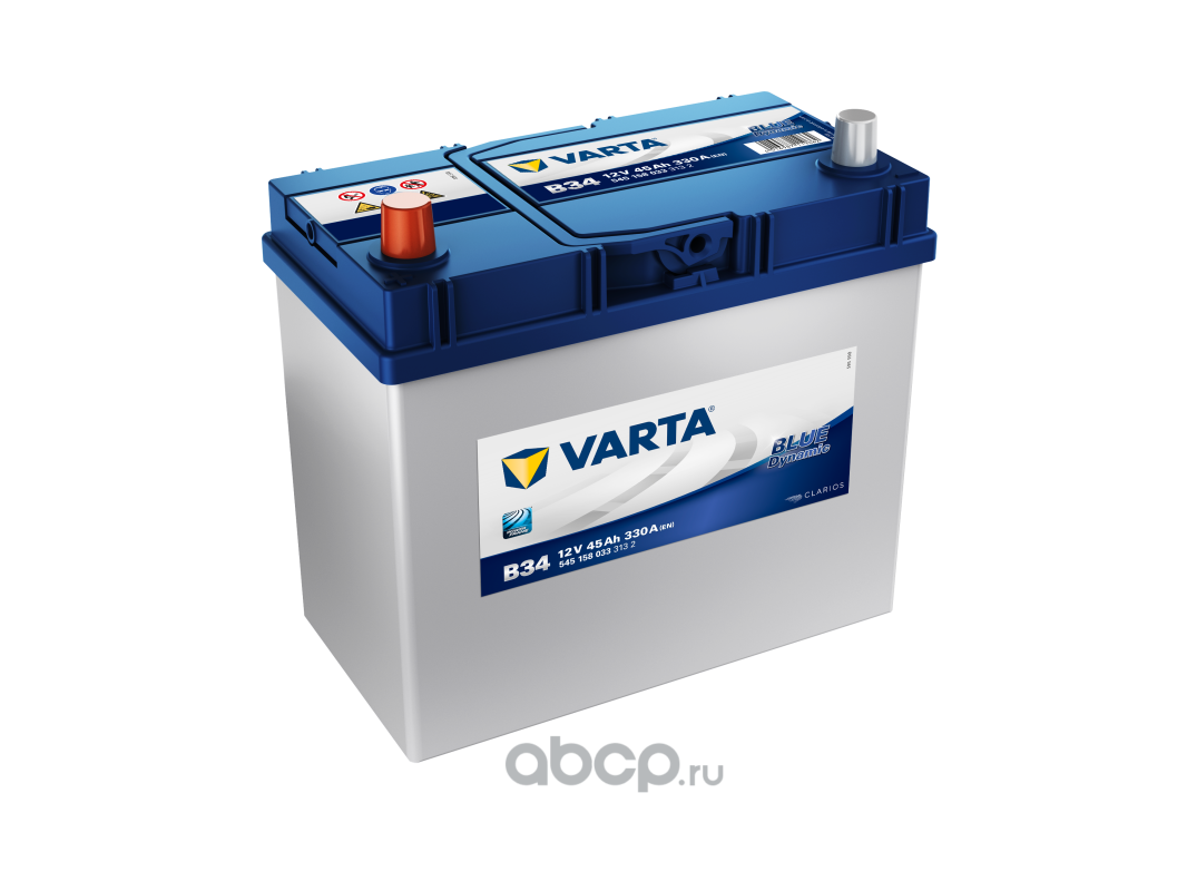 Varta 545158033 Аккумулятор Blue Dynamic 45 А/ч прямая L+ B34 238x129x227 EN330 А