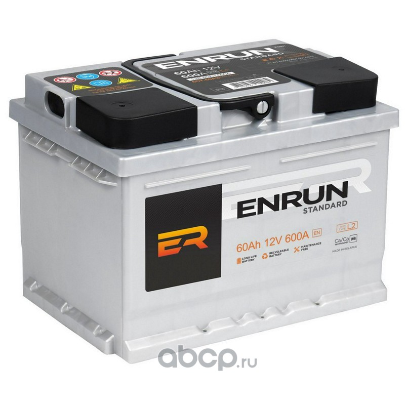ENRUN ES601 Аккумулятор 60А/ч 600А 12V прямая (+) (-) полярн. стандартные (Т1) клеммы