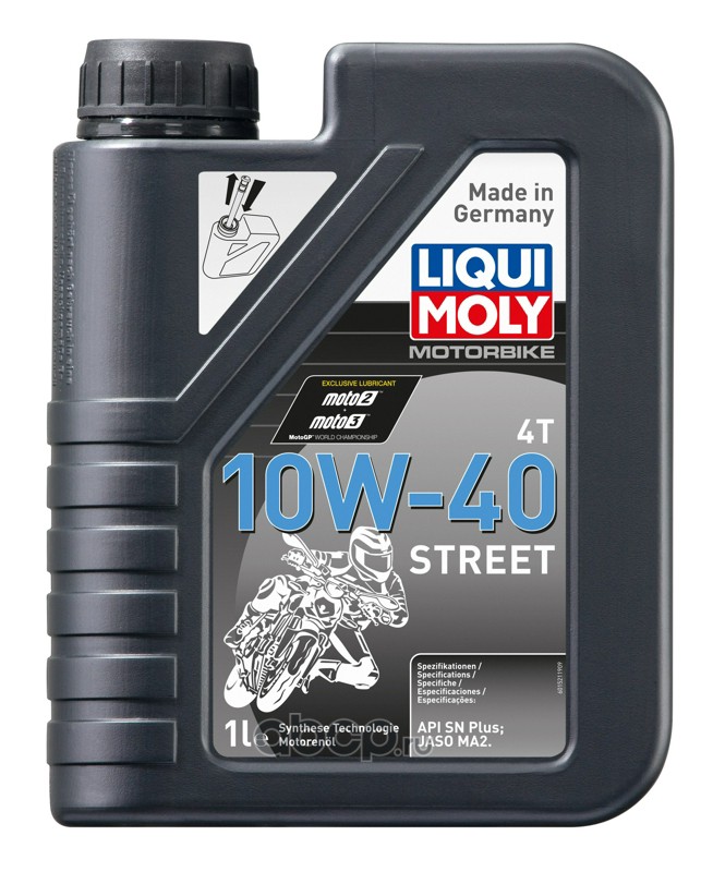 LIQUI MOLY 7609 НС-синтетическое моторное масло для 4-тактных мотоциклов Motorbike 4T Street 10W-40