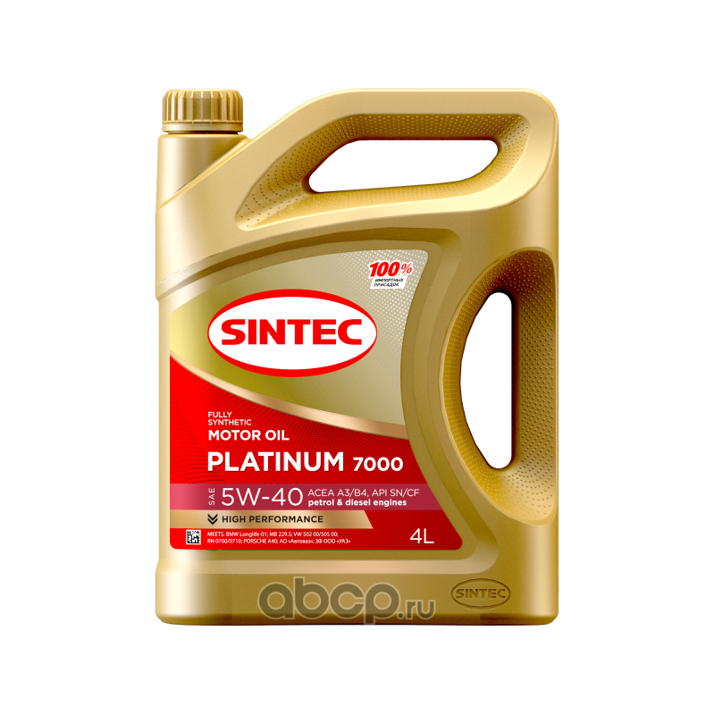 SINTEC 600139 Масло моторное синтетика 5W-40 4 л.