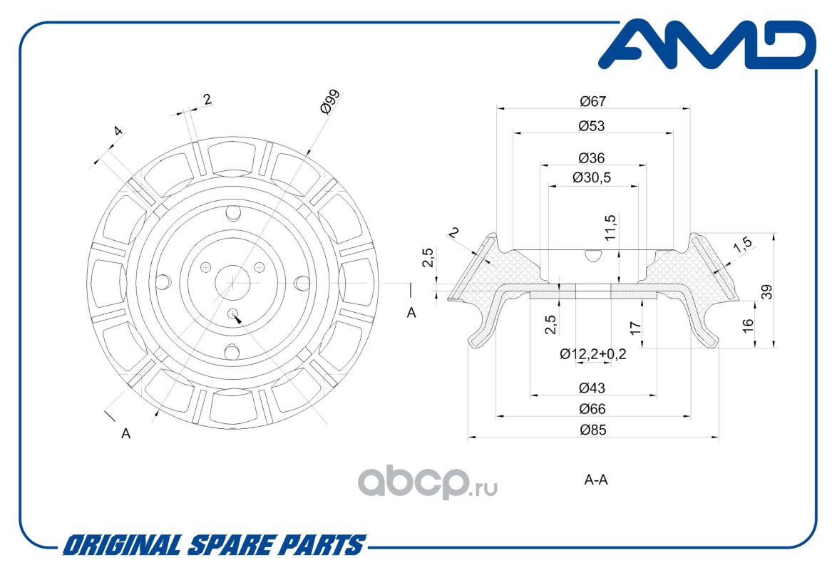 Опора амортизатора переднего HYUNDAI Solaris II 2017- AMD AMD.SB1661