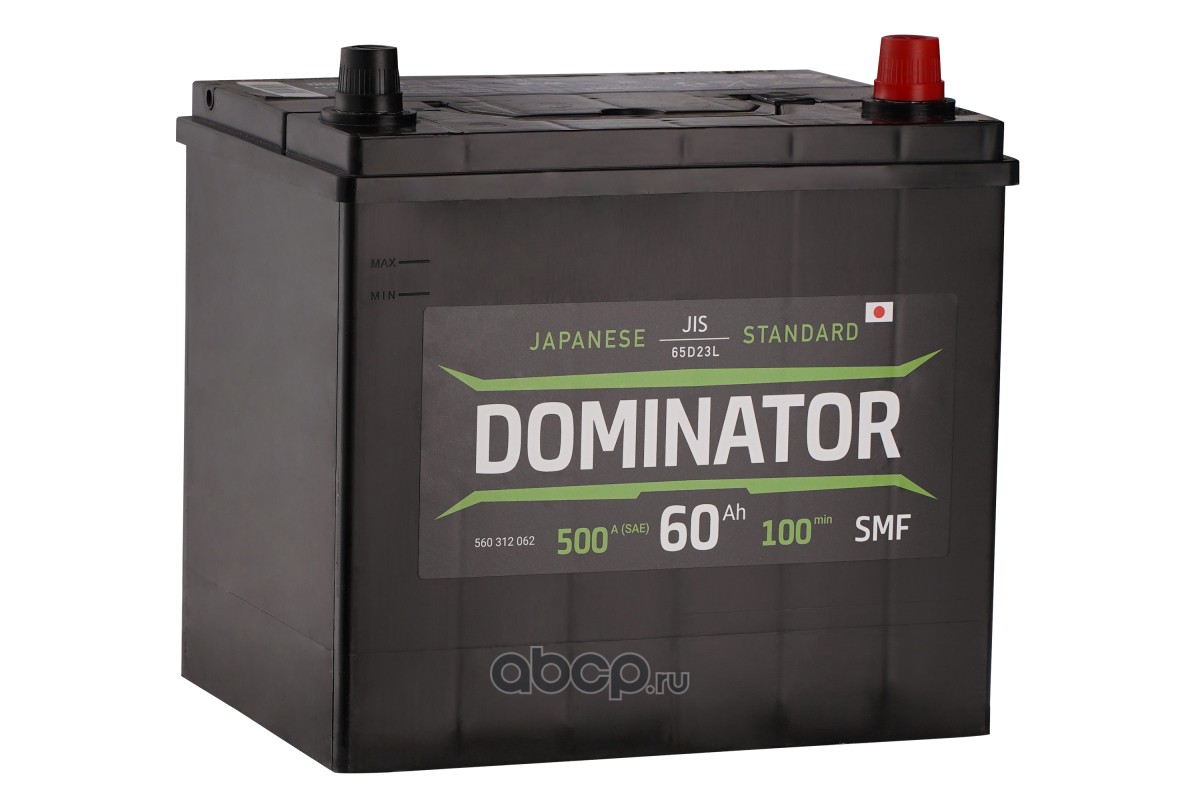 DOMINATOR 560312062 Автомобильный аккумулятор 60 Ач (0) asia (65D23L) 500 A (SAE)